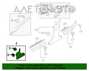 Capacul amortizorului din față dreapta inferioară Hyundai Sonata 15-19 negru.