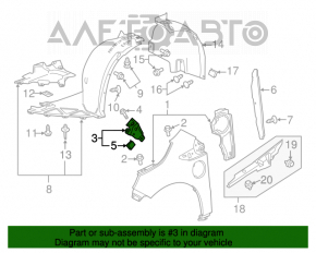 Suport aripa dreapta fata Chevrolet Volt 11-15