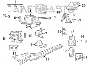 Perna motorului stânga Jeep Patriot 11-17, crăpată