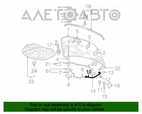 Трос открытия замка капота VW CC 13-17 рест задняя часть