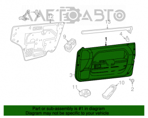 Capacul ușii, cartela frontală stânga Dodge Challenger 09-14, negru, material textil.