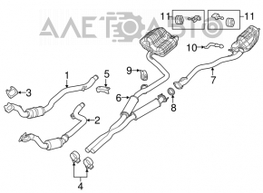 Silencer partea de mijloc și spate cu teava dreapta Dodge Challenger 09-16 3.6