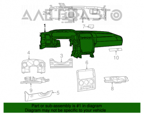 Torpedo panoul frontal fără AIRBAG Dodge Challenger 09-14 pre-restilizare, negru, prins rupt, crăpat.