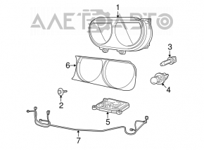 Far stânga față goală Dodge Challenger 09-14 halogen