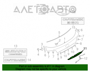 Bara de iluminare a numărului de la ușa portbagajului pentru Subaru Outback 15-19 are o fisură.