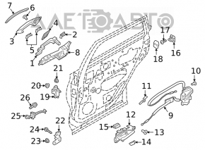 Механизм ручки двери задней правой Infiniti QX50 19-