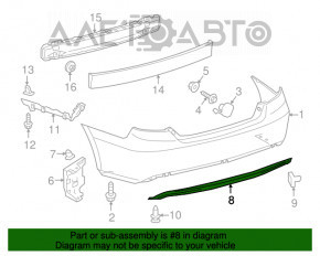 Губа заднего бампера Toyota Camry v55 15-17 usa SE примята, надрывы, сломаны направляющие