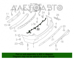 Montarea bumperului spate pentru Nissan Pathfinder 13-16 pre-restilizare, cu senzori de parcare.