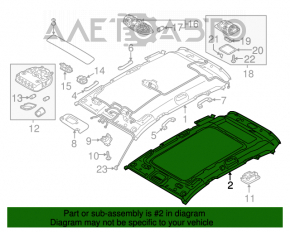 Acoperirea plafonului gri pentru Hyundai Santa FE Sport 13-18 sub panoramă