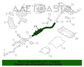 Traseul de evacuare intermediar pentru Jeep Cherokee KL 14- 3.2 awd