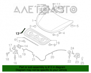 Amortizorul capotei dreapta pentru Hyundai Santa FE Sport 13-18 SUA, nou, original OEM.