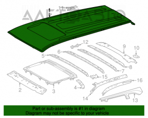 Acoperiș metalic pentru Toyota Highlander 14-19 cu panoramă, tăiat, lovitură, lovitură