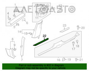 Capacul pragului exterior frontal stânga VW Passat b8 16-19 USA R-Line zgârietură