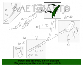 Capacul stâlpului central al centurii superioare stânga pentru Subaru Outback 15-19 gri.