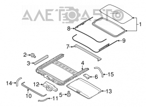 Geam asamblat Subaru Outback 15-19, perdea gri, pentru curățare chimică.