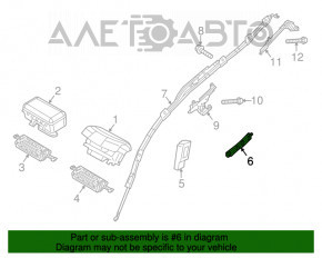 Airbag-ul pentru scaunul din spate dreapta Jeep Cherokee KL 14-18, cartușul pirotehnic ruginit.