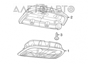 Plafonul de iluminare frontal pentru Jeep Cherokee KL 14- fără panoramic, gri.