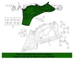 Накладка задней стойки правая Jeep Cherokee KL 14-18 черная, царапины