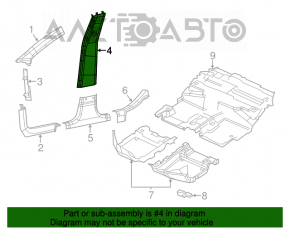 Capacul stâlpului central, curea superioară stânga Jeep Cherokee KL 14- negru.