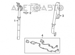 Centura de siguranță spate dreapta pentru Jeep Cherokee KL 14-18, neagră.