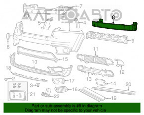 Amplificatorul de bara fata pentru Jeep Cherokee KL 14-18 din aluminiu, cu suport pentru carlig de tractare, fara radar, colti lungi, nou, neoriginal.