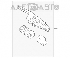 Controlul geamului electric din față, stânga, pentru Kia Optima 16- negru, inserții cromate, 1 buc