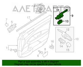 Controlul geamului electric din față dreapta pentru Kia Optima 16- negru, inserție cromată