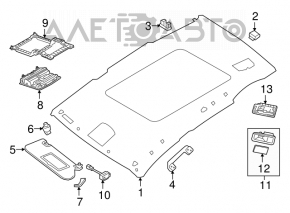 Plafonul de iluminare frontal pentru Nissan Murano z52 15-18 gri sub geamul de vizualizare.