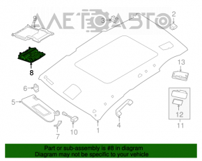 Plafonul de iluminare frontal pentru Nissan Murano z52 15-18 gri sub geamul de vizualizare.