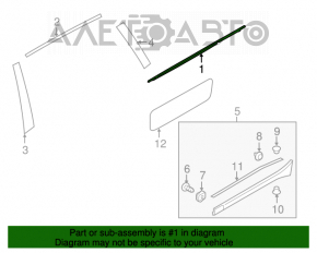 Garnitură ușă-sticlă spate centrală dreapta pentru Subaru Outback 15-19 crom