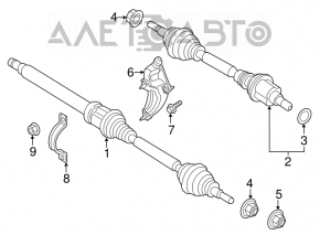 Ax cu roți față dreapta Ford Fusion mk5 13-20 hibrid, plug-in, ruginit.