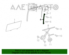 Направляющая стекла двери задней левой Toyota Sienna 11-20