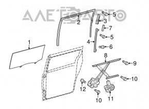 Geamul ușii din spate dreapta a Toyota Sienna 11-20 cu tonifiere de fabrică, zgârieturi.