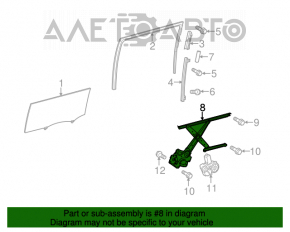 Mecanismul de ridicare a geamului din spate dreapta pentru Toyota Sienna 11-20