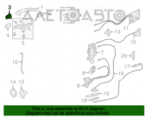 Capacul mânerului exterior al ușii din spate dreapta a Toyota Sienna 11-20 crom