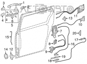 Manerul exterior al ușii din spate dreapta Toyota Sienna 11-20 este blocat.