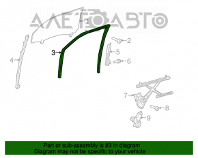 Уплотнитель стекла передний левый Toyota Sienna 11-20