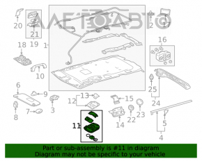 Plafonul de iluminare frontal pentru Toyota Sienna 11-20 gri, fără panoramică, tip 1.