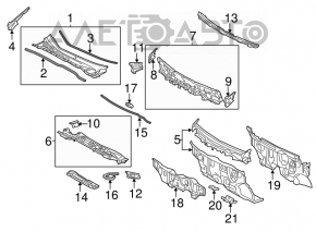 Поддон дворников металл Toyota Sienna 11-20