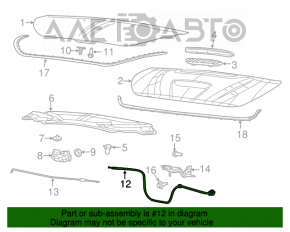 Трос открывания замка капота Dodge Dart 13-16 с ручкой