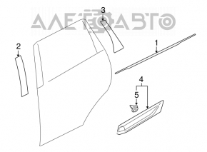 Decorație inferioară ușă stânga spate Mitsubishi Outlander 16-21 rest nou original OEM