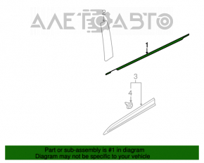 Moldură ușă-sticlă față dreapta centrală Mitsubishi Outlander 14-21 crom