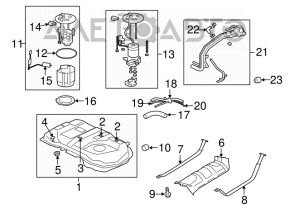 Rezervor de combustibil Mitsubishi Outlander 14-21 AWD, ruginit, cu 2 șuruburi rupte.