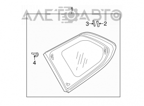 Fereastra din spate dreapta cu geam opac pentru Mitsubishi Outlander 14-21, culoare neagră.