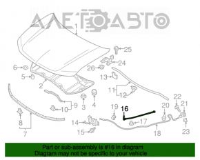 Suportul de capotă pentru Mitsubishi Outlander 14-21 nu are un mecanism de blocare.