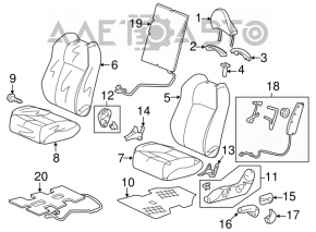 Scaunul pasagerului pentru Honda CRZ 11-16, material textil, gri, necesită curățare chimică.