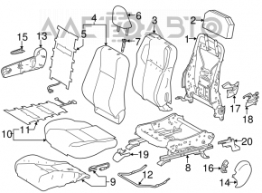 Scaun de pasager Toyota Rav4 13-18 fără airbag, material textil negru cu inserție gri.