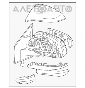 Oglindă laterală dreapta Toyota Rav4 16-18 restilizată BSM