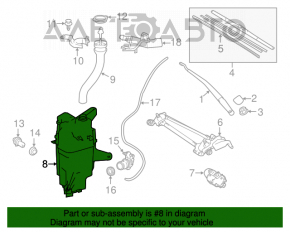 Rezervorul de spălare a parbrizului pentru Toyota Rav4 13-18 fără gât și senzor