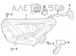 Far stânga față Toyota Rav4 16-18, goală, recondiționată.